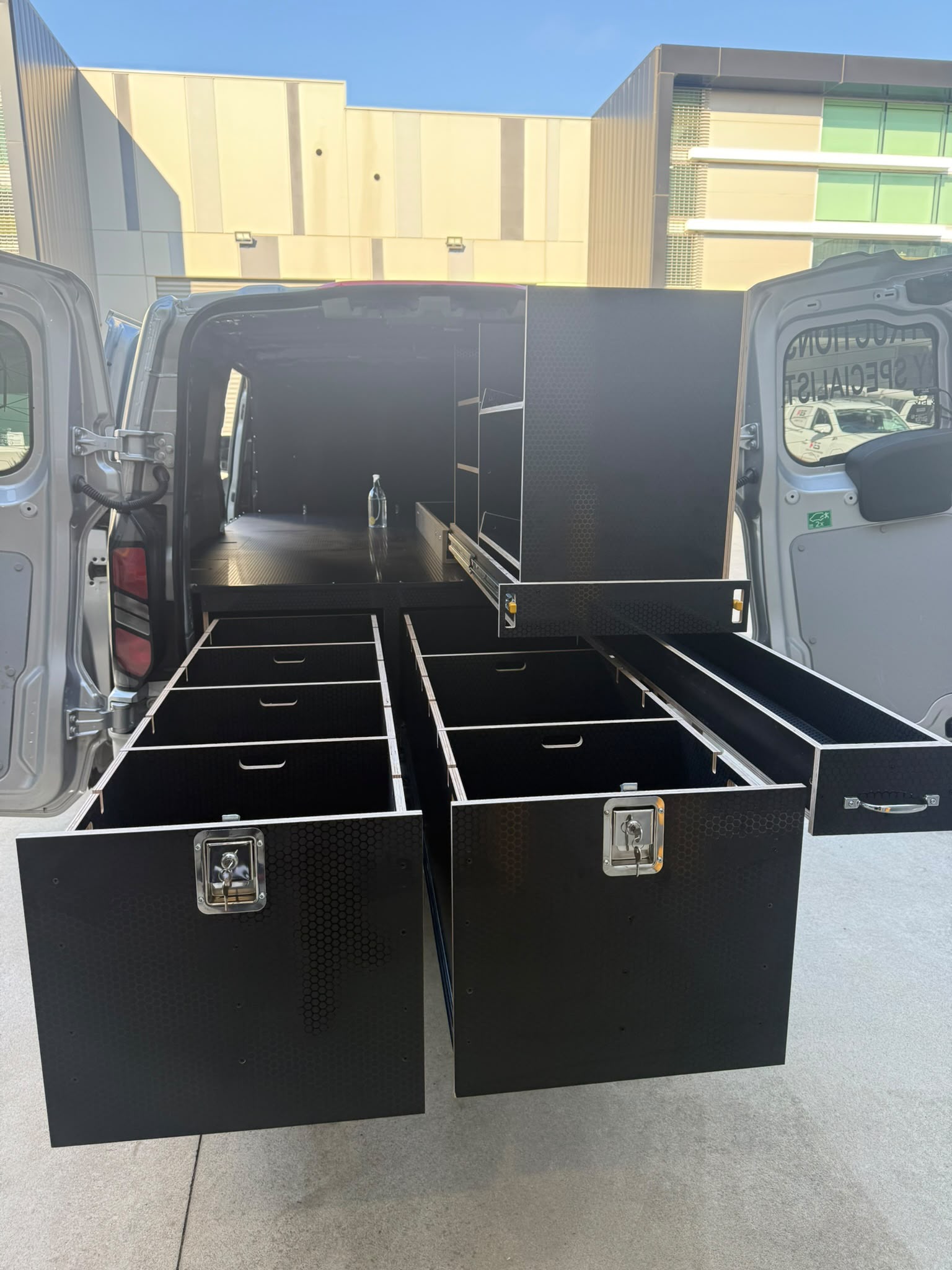 Custom tradie van storage idea
